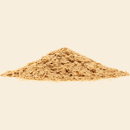 Organic nutritional yeast flakes closeup - pure golden superfood